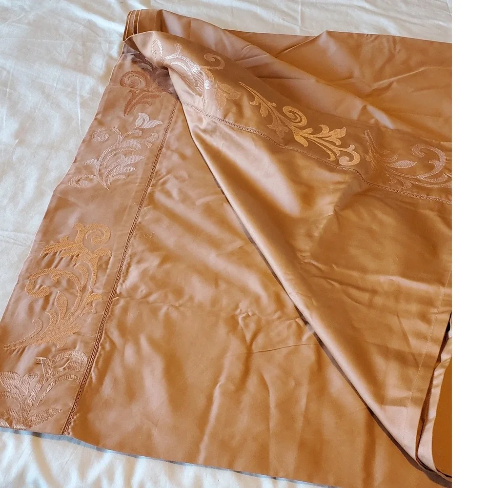Fieldcrest Luxury 100% Supima Cotton Embroidered Flat Sheet mauve 101x104 queen